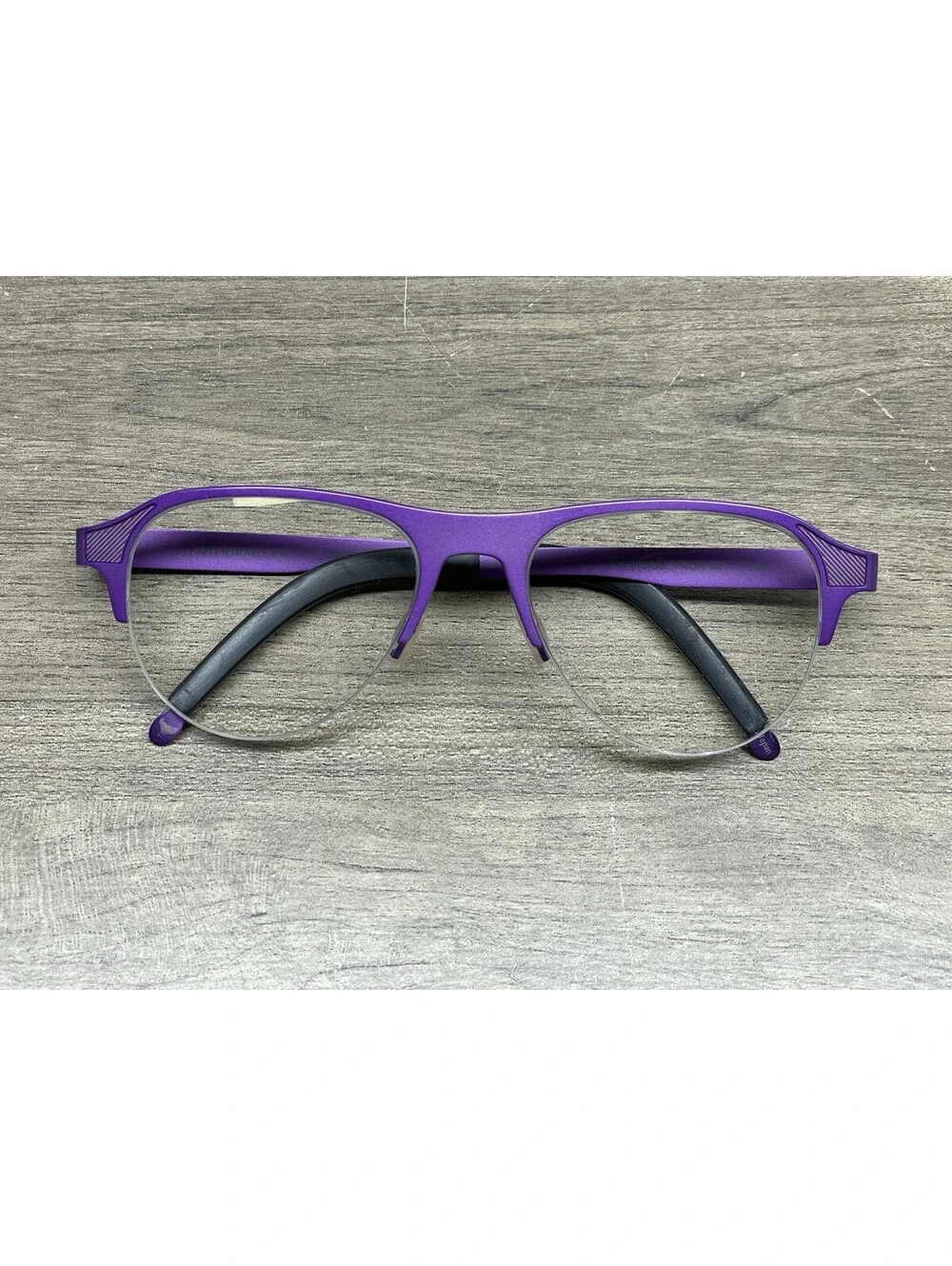 Entourage of 7 ‘Riverside’ 52[]18-140 Purple Titanium Eyeglasses Half Rim Frames